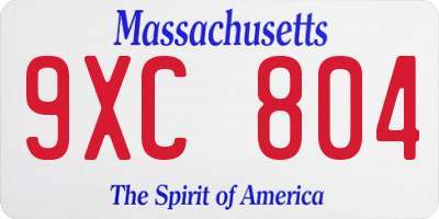 MA license plate 9XC804