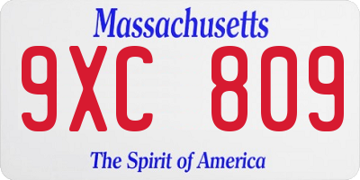 MA license plate 9XC809