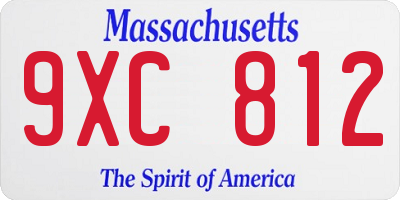 MA license plate 9XC812