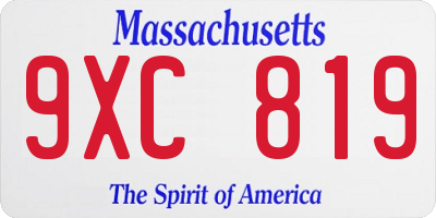 MA license plate 9XC819