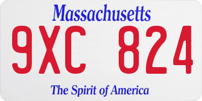 MA license plate 9XC824