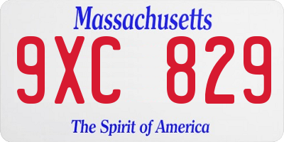 MA license plate 9XC829