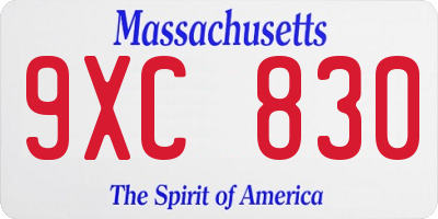 MA license plate 9XC830