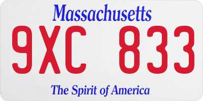 MA license plate 9XC833