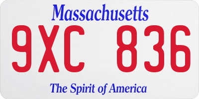MA license plate 9XC836