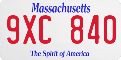 MA license plate 9XC840