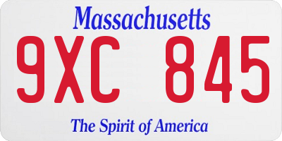 MA license plate 9XC845
