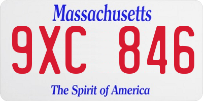 MA license plate 9XC846
