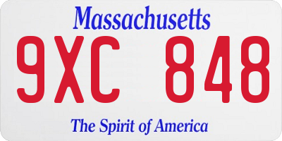 MA license plate 9XC848