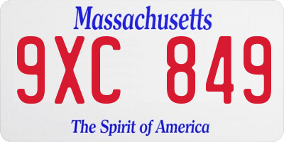 MA license plate 9XC849