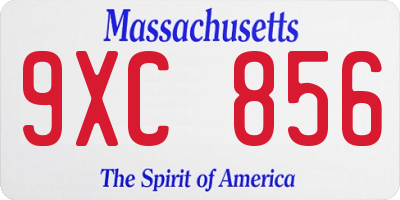 MA license plate 9XC856