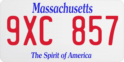 MA license plate 9XC857