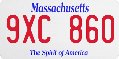 MA license plate 9XC860