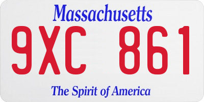 MA license plate 9XC861