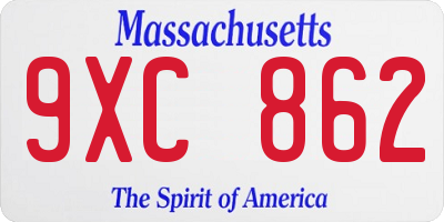 MA license plate 9XC862