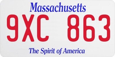 MA license plate 9XC863