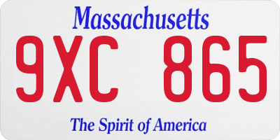 MA license plate 9XC865