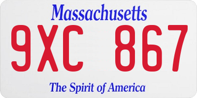 MA license plate 9XC867