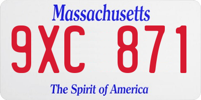 MA license plate 9XC871
