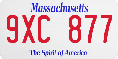 MA license plate 9XC877