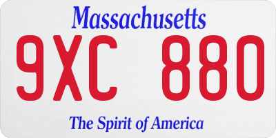 MA license plate 9XC880