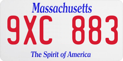 MA license plate 9XC883