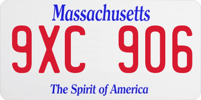 MA license plate 9XC906