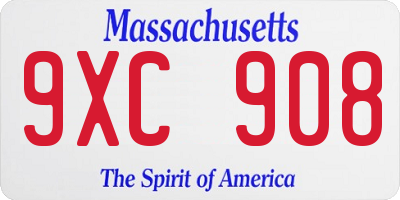 MA license plate 9XC908