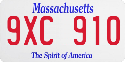 MA license plate 9XC910