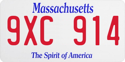 MA license plate 9XC914