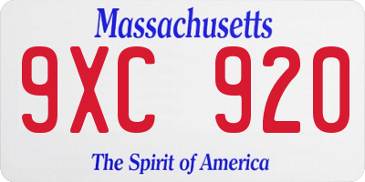 MA license plate 9XC920