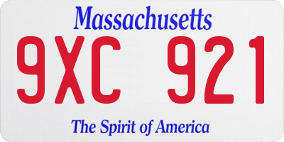 MA license plate 9XC921