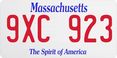 MA license plate 9XC923
