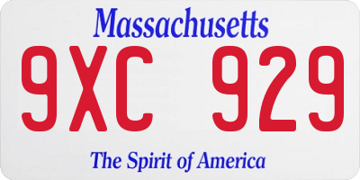 MA license plate 9XC929