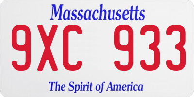 MA license plate 9XC933