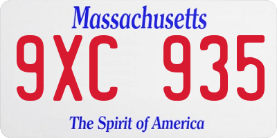 MA license plate 9XC935