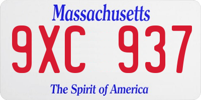 MA license plate 9XC937