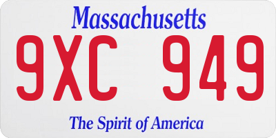 MA license plate 9XC949