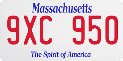 MA license plate 9XC950
