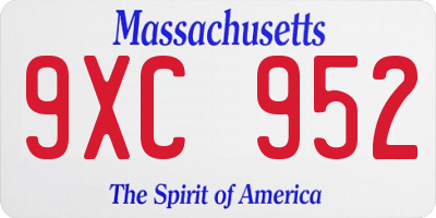 MA license plate 9XC952