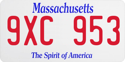 MA license plate 9XC953