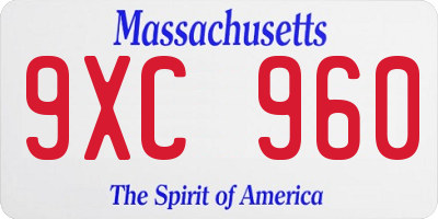 MA license plate 9XC960