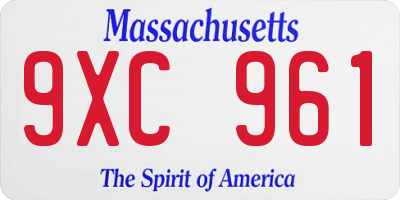 MA license plate 9XC961