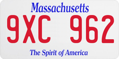 MA license plate 9XC962