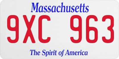 MA license plate 9XC963