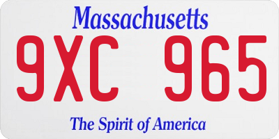 MA license plate 9XC965