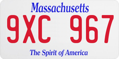 MA license plate 9XC967