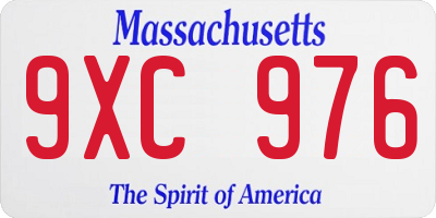 MA license plate 9XC976