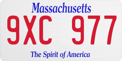 MA license plate 9XC977