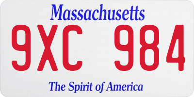 MA license plate 9XC984